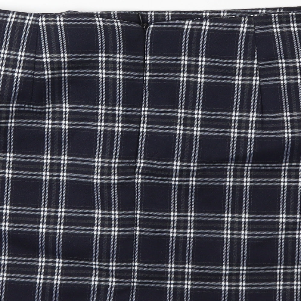 Preworn Womens Blue Check  Mini Skirt Size 27 in