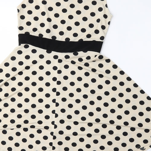 Preworn Womens Beige Polka Dot  Fit & Flare  Size M