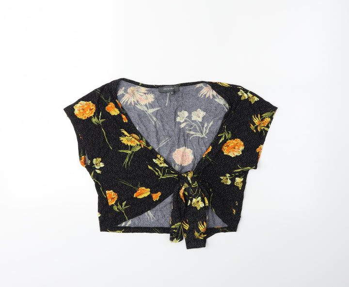 Primark Womens Black Floral Basic T-Shirt Size 12