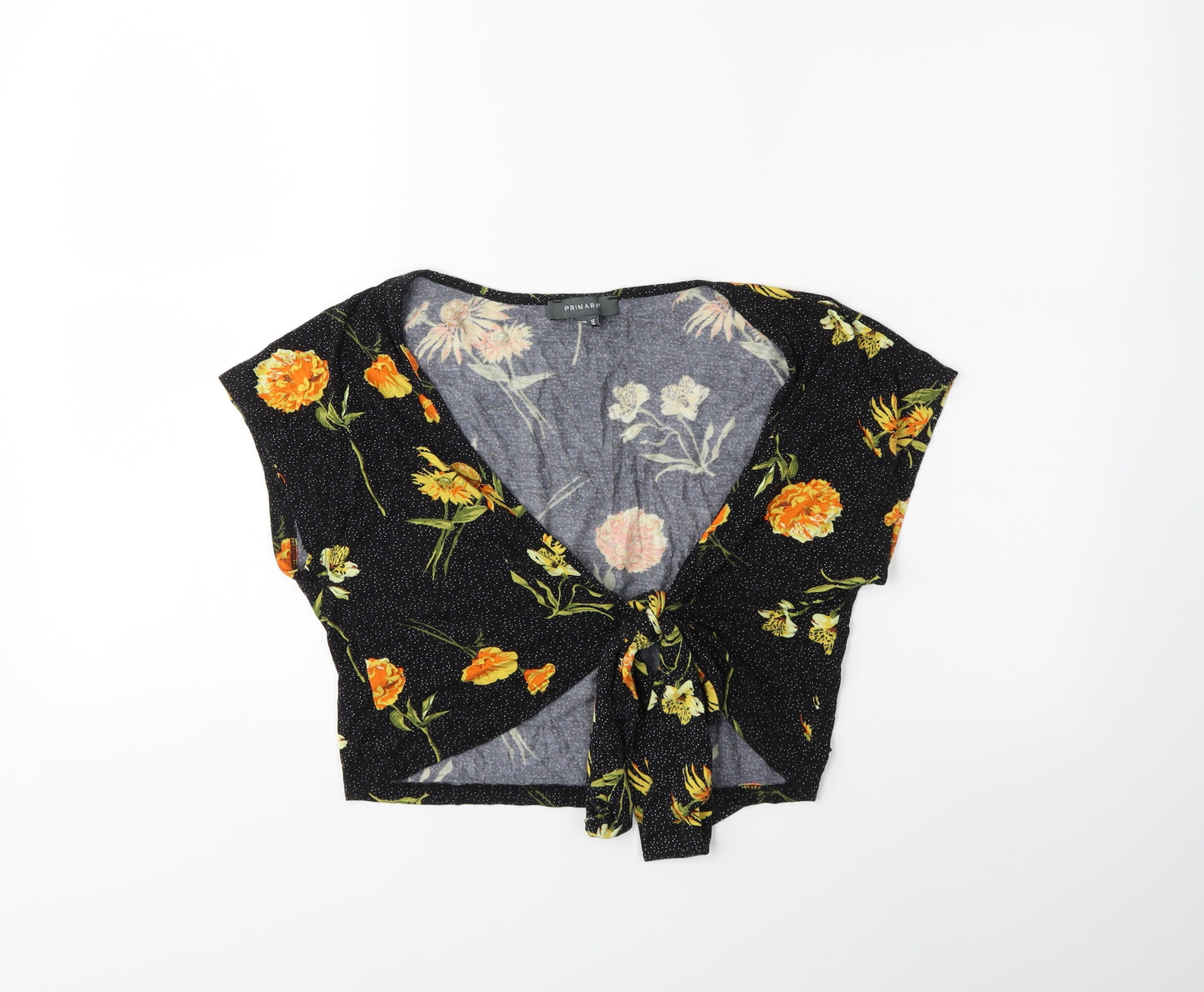 Primark Womens Black Floral  Basic T-Shirt Size 12