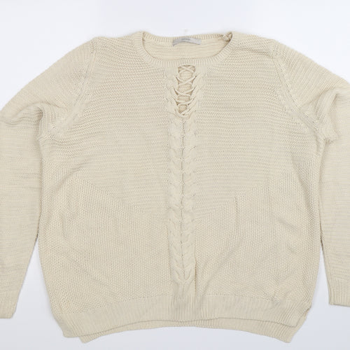 George Womens White  Knit Pullover Jumper Size 14