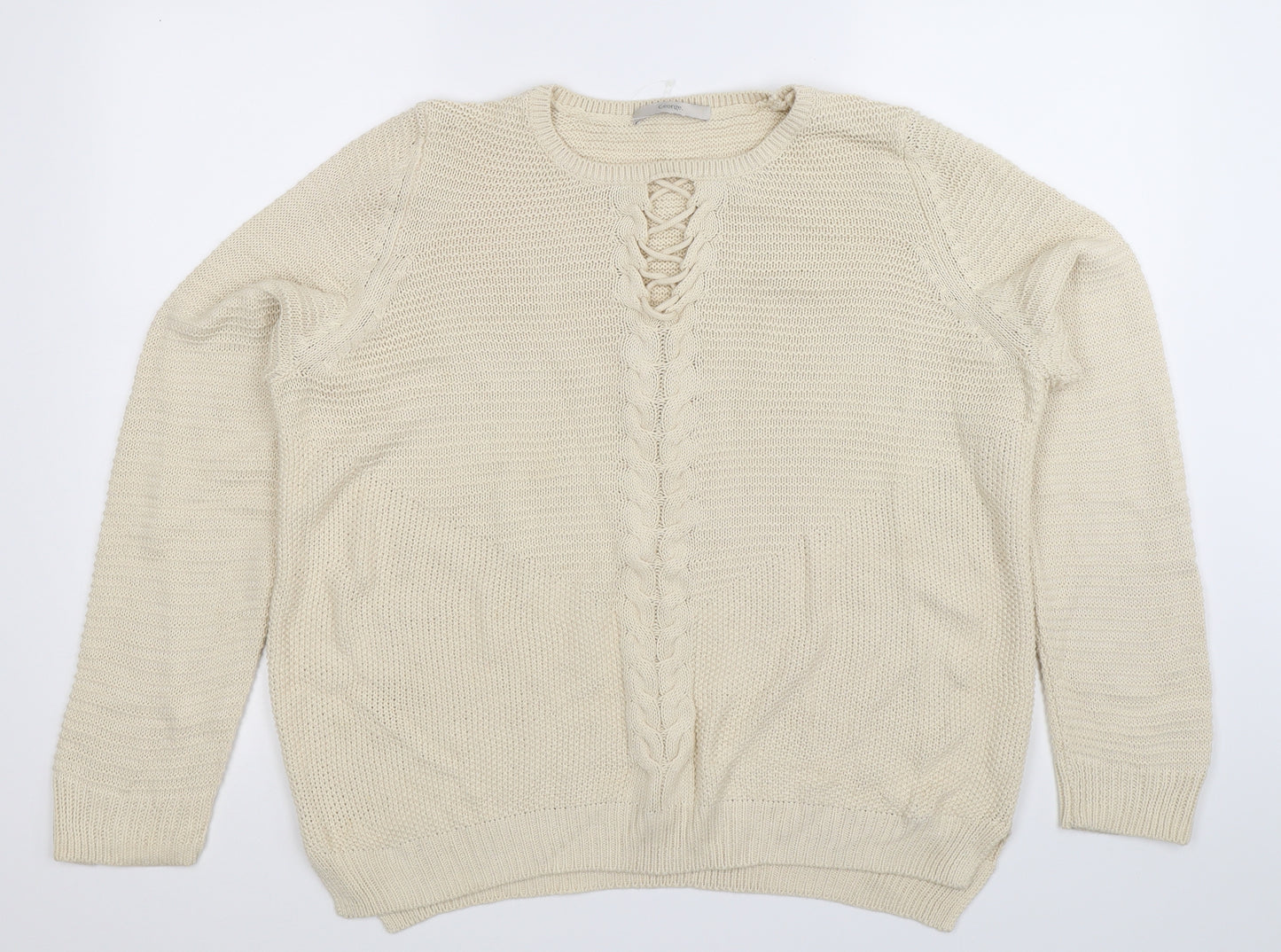 George Womens White  Knit Pullover Jumper Size 14