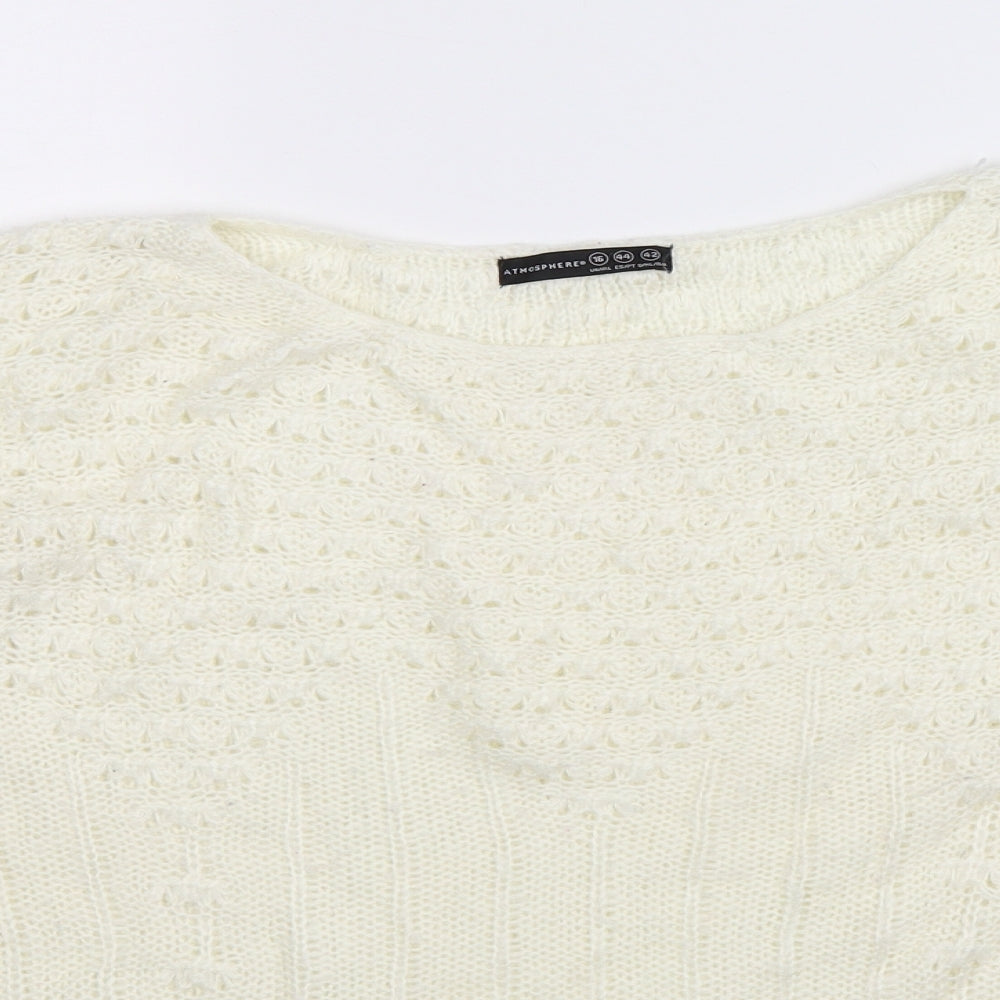 Atmosphere Womens White  Knit Pullover Jumper Size 16