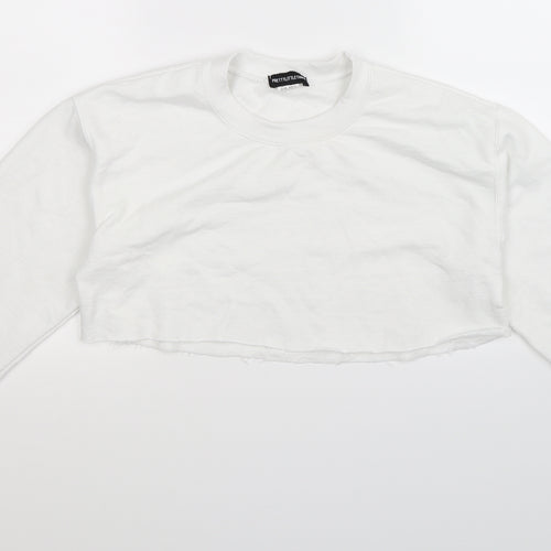 PRETTYLITTLETHING Womens White   Pullover Sweatshirt Size S  - Cropped