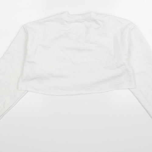 PRETTYLITTLETHING Womens White   Pullover Sweatshirt Size S  - Cropped