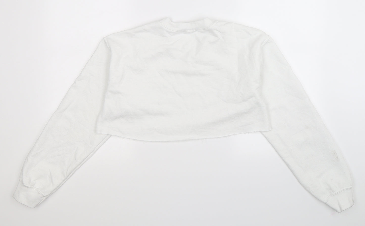 PRETTYLITTLETHING Womens White   Pullover Sweatshirt Size S  - Cropped