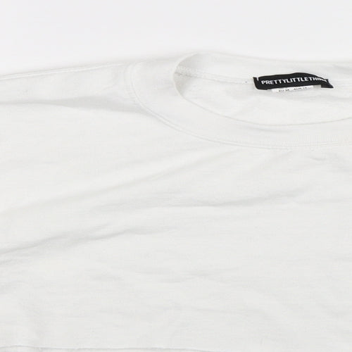 PRETTYLITTLETHING Womens White   Pullover Sweatshirt Size S  - Cropped