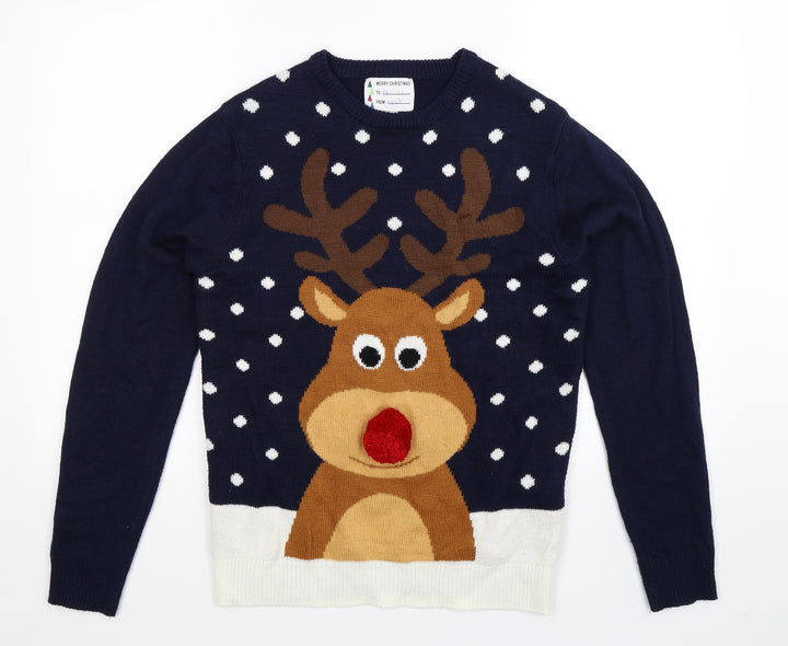 Cedar Wood State Mens Multicoloured Knit Pullover Jumper Size XS - Christmas