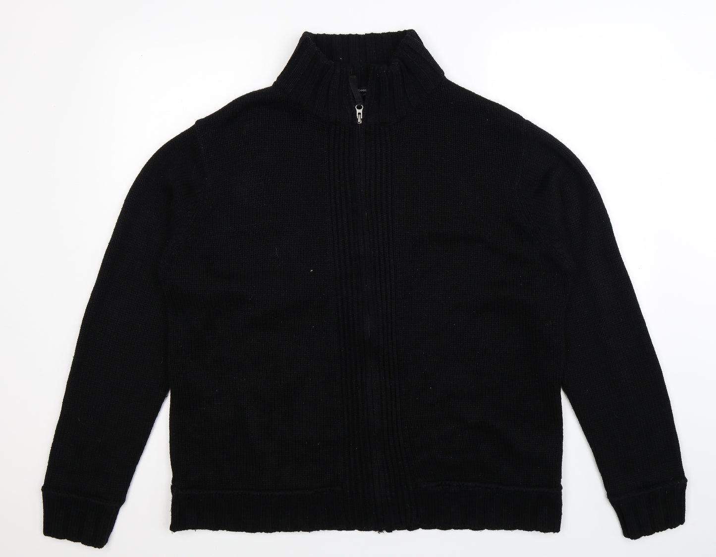 George Mens Black  Knit Cardigan Jumper Size XL