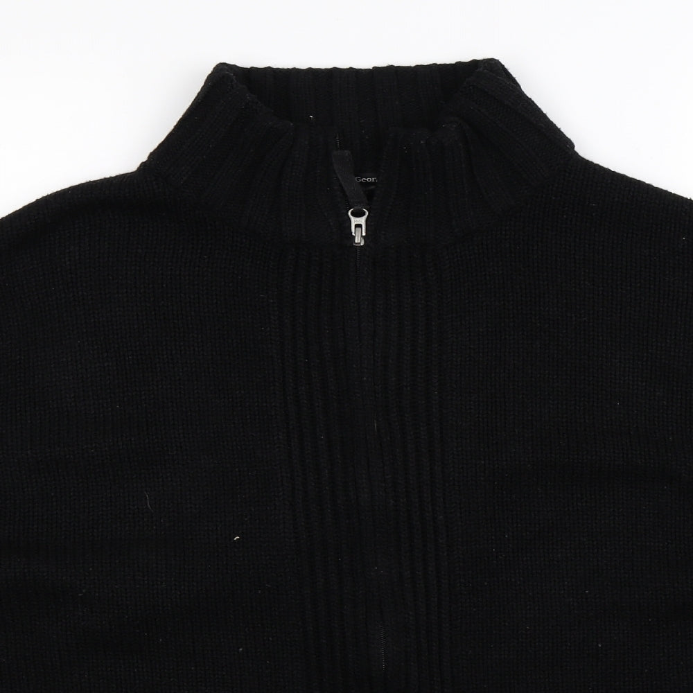 George Mens Black  Knit Cardigan Jumper Size XL