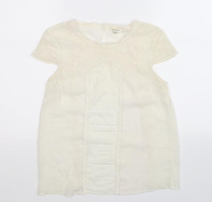 River Island Womens White   Camisole T-Shirt Size 8