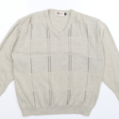 Carabou Womens Beige Striped Knit Pullover Jumper Size XL