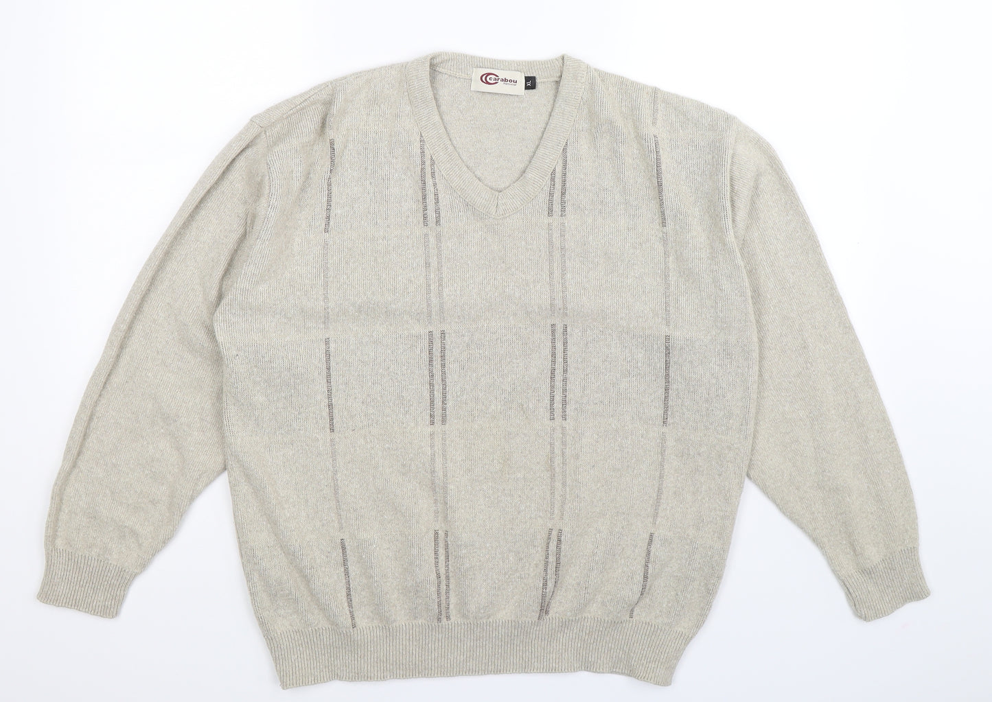 Carabou Womens Beige Striped Knit Pullover Jumper Size XL