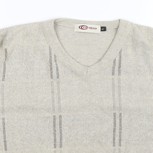 Carabou Womens Beige Striped Knit Pullover Jumper Size XL