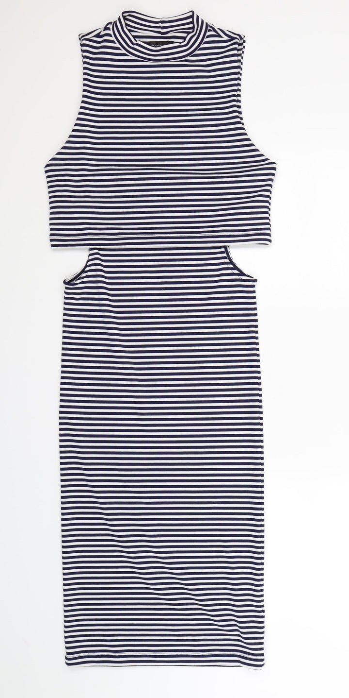Topshop Womens Blue Striped Bodycon Size 10