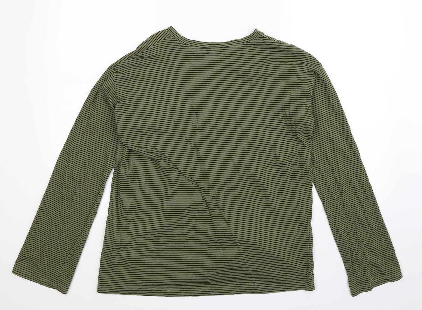 Zara Mens Green Striped   T-Shirt Size S