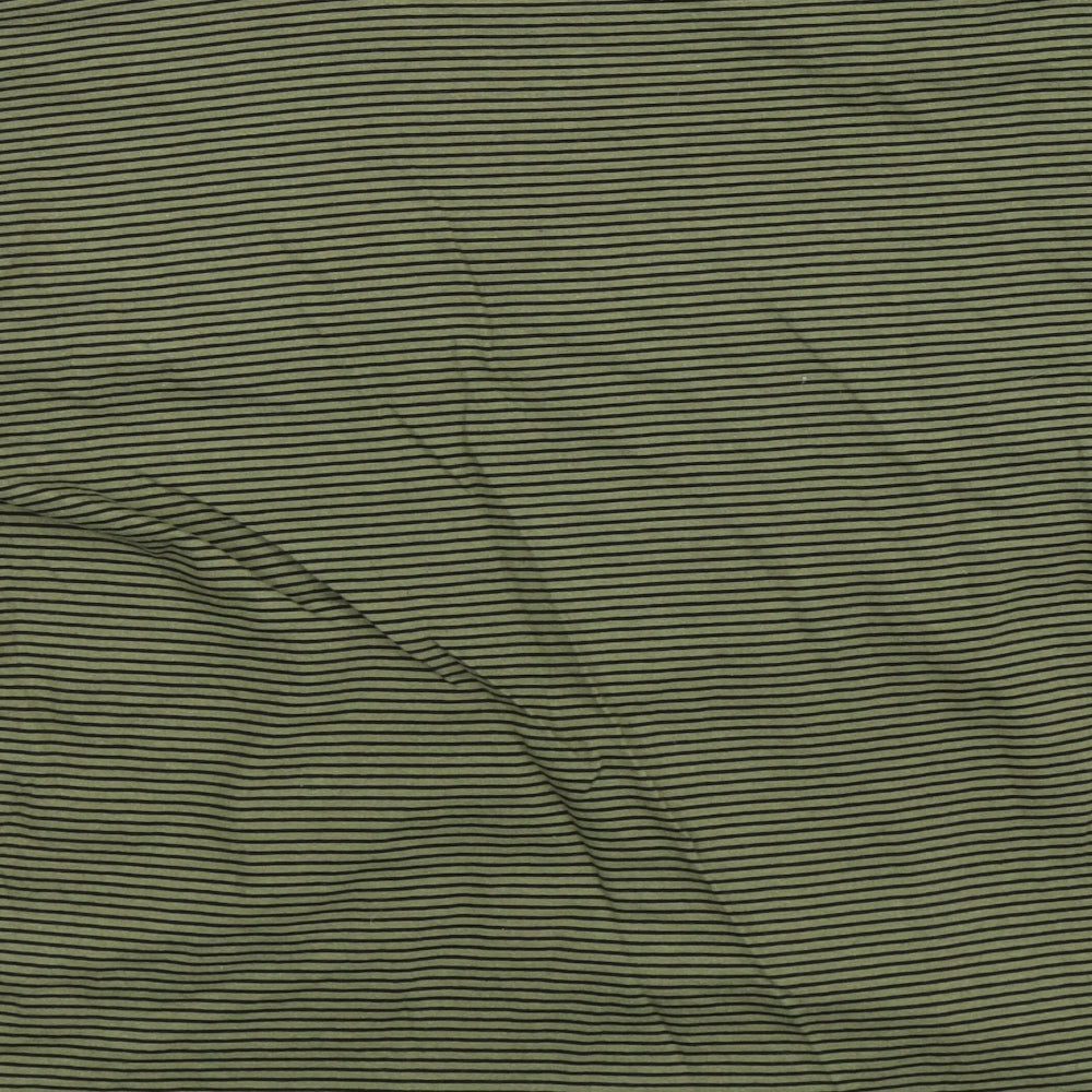 Zara Mens Green Striped   T-Shirt Size S