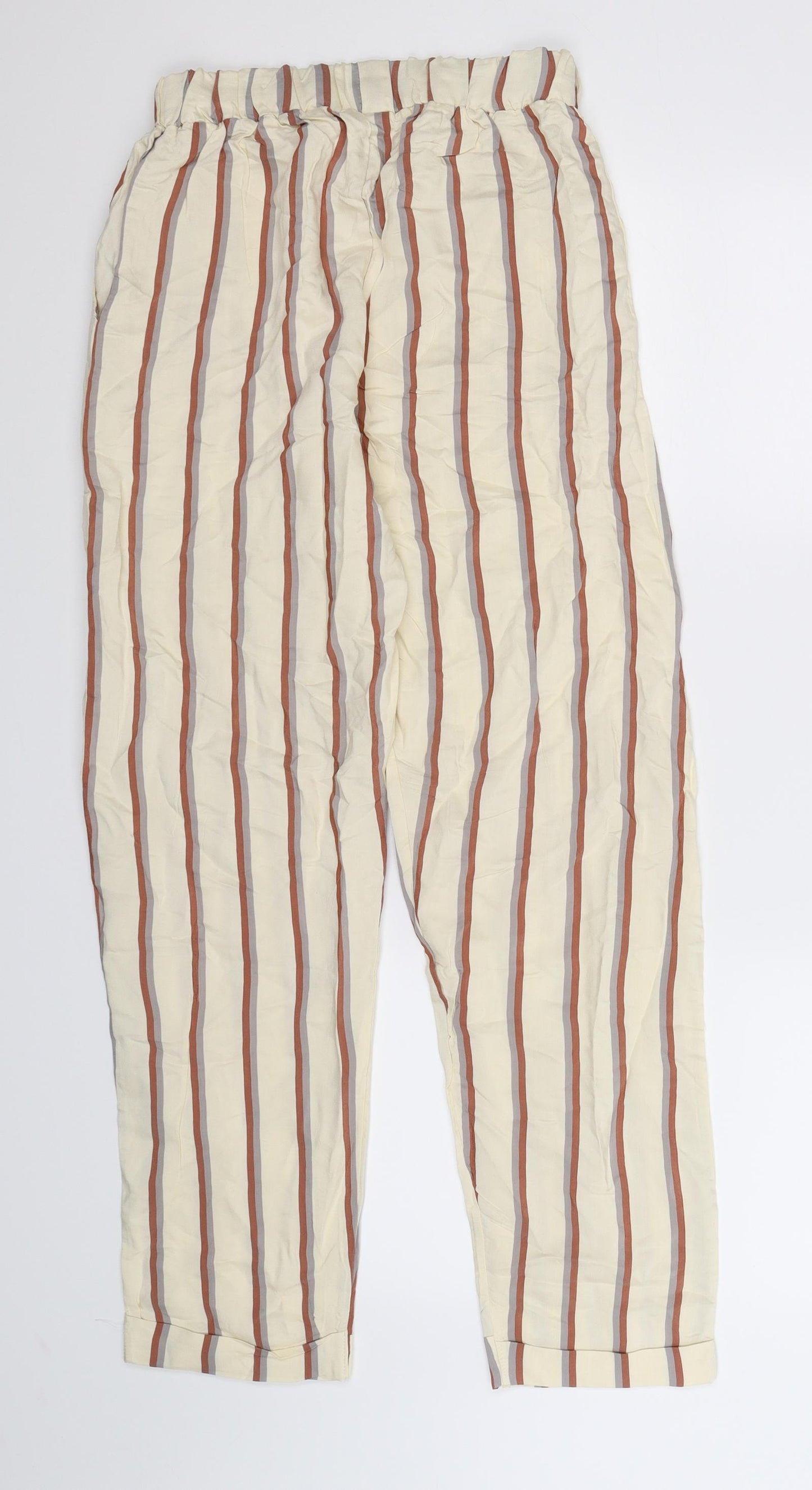 Preworn Womens Beige Striped  Trousers  Size M L28 in