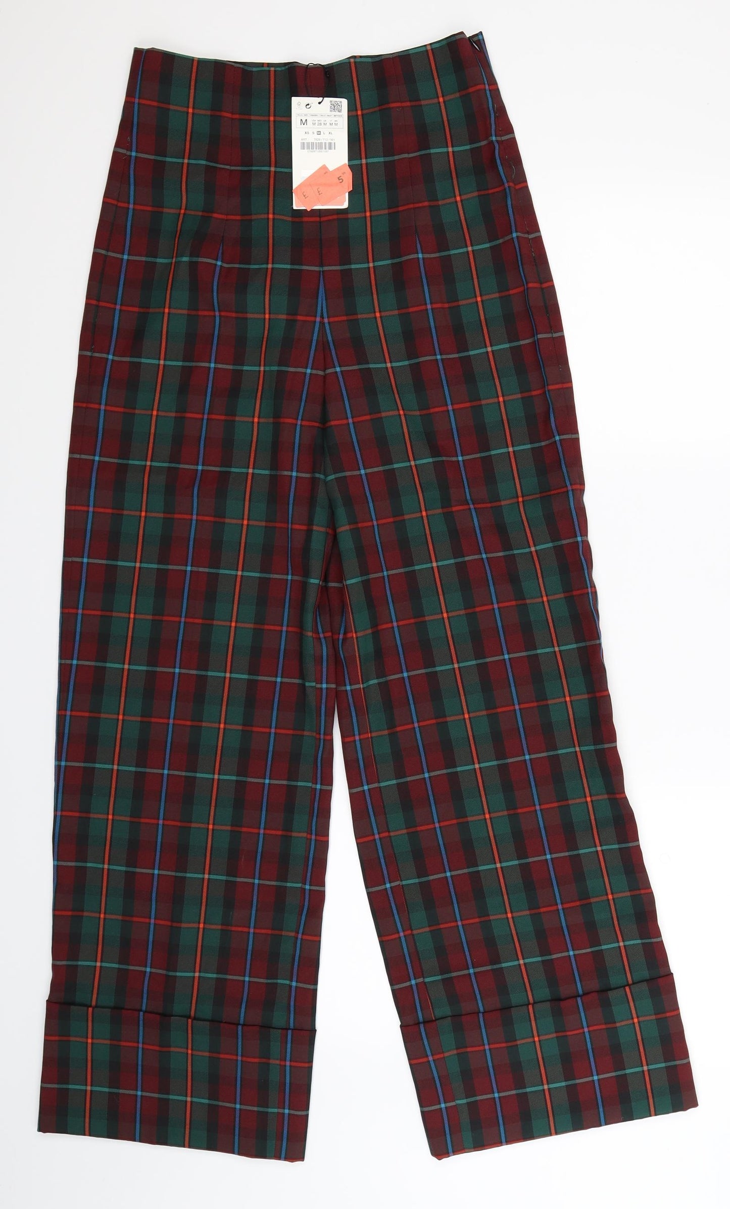 Zara Womens Multicoloured Check  Trousers  Size M L30 in