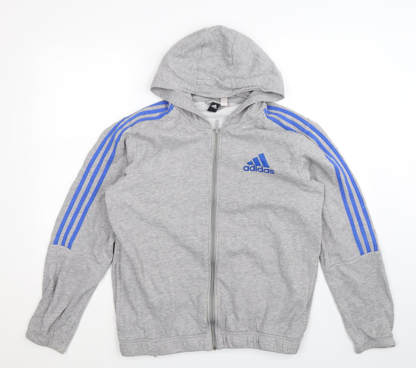 adidas Mens Grey Striped  Full Zip Hoodie Size M