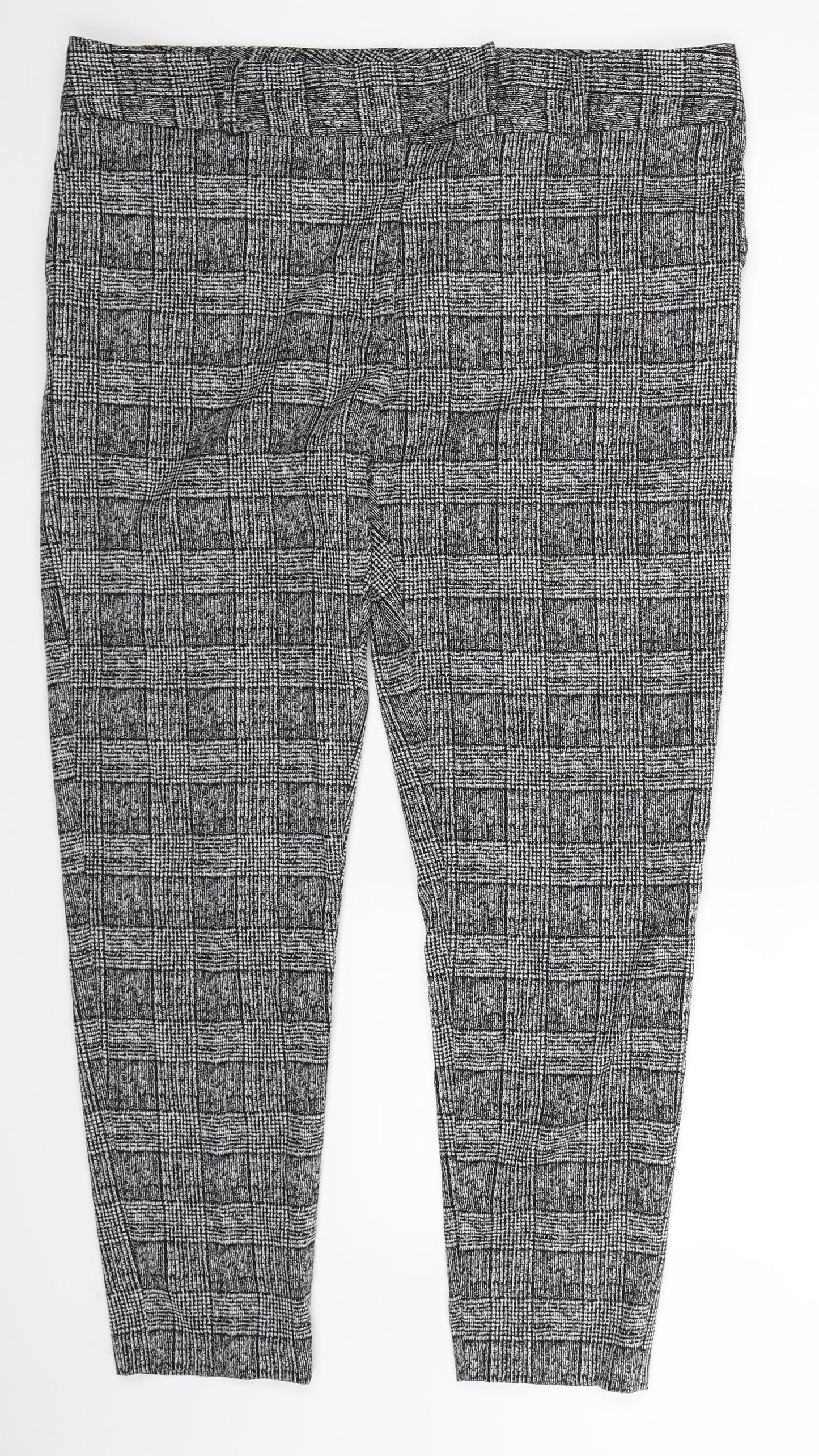 Marks and Spencer Womens Grey Check  Trousers  Size 18 L28 in