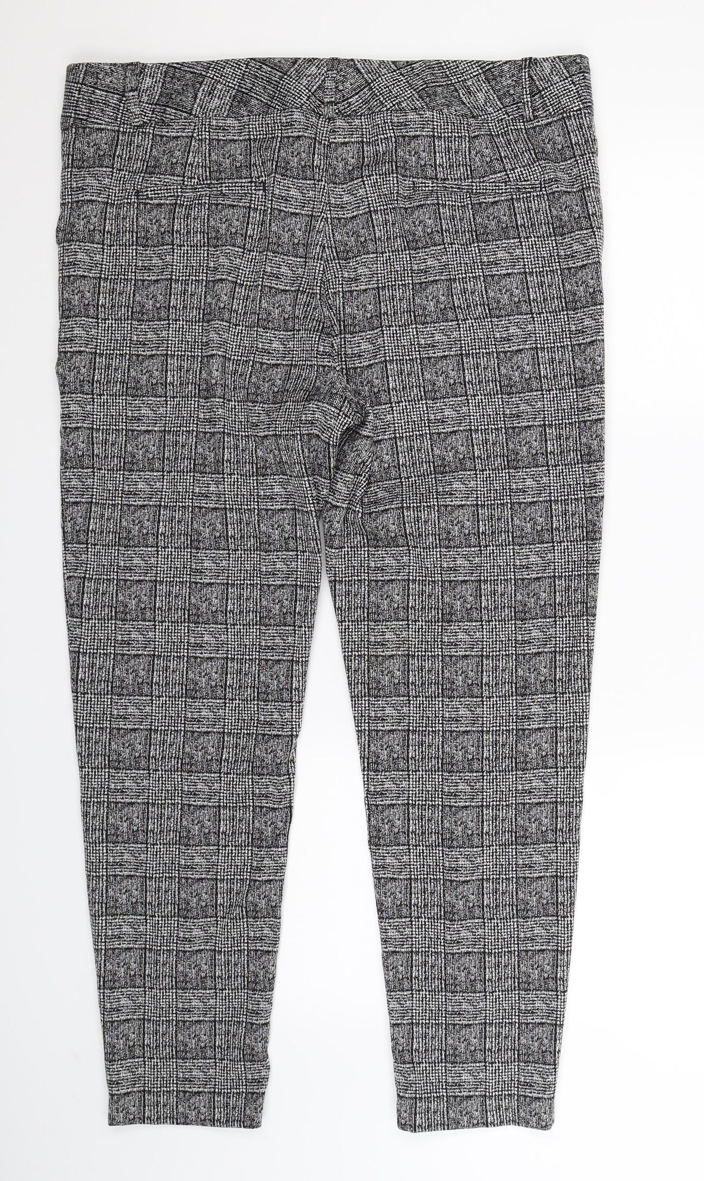 Marks and Spencer Womens Grey Check  Trousers  Size 18 L28 in