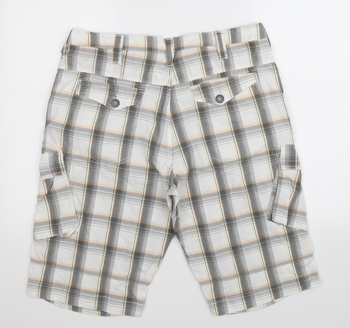 Blue Inc Womens Multicoloured Check  Cargo Shorts Size L