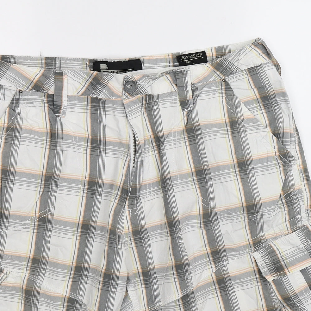 Blue Inc Womens Multicoloured Check  Cargo Shorts Size L