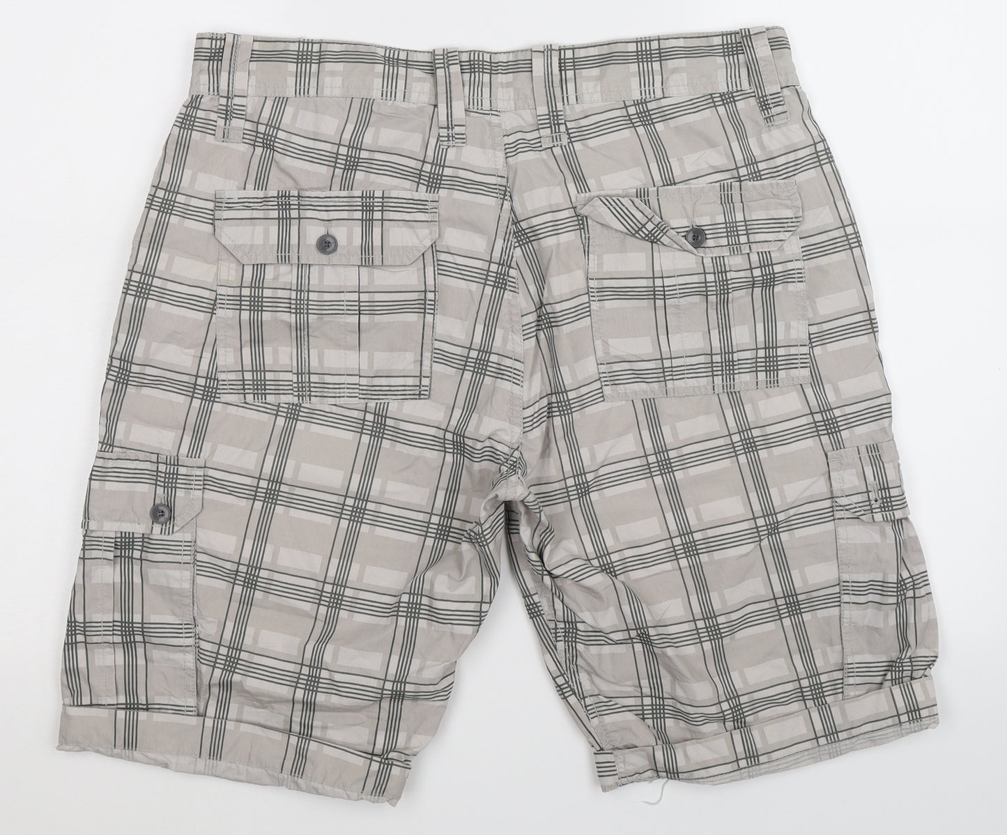 Schott NYC Mens Grey Check  Cargo Shorts Size 34