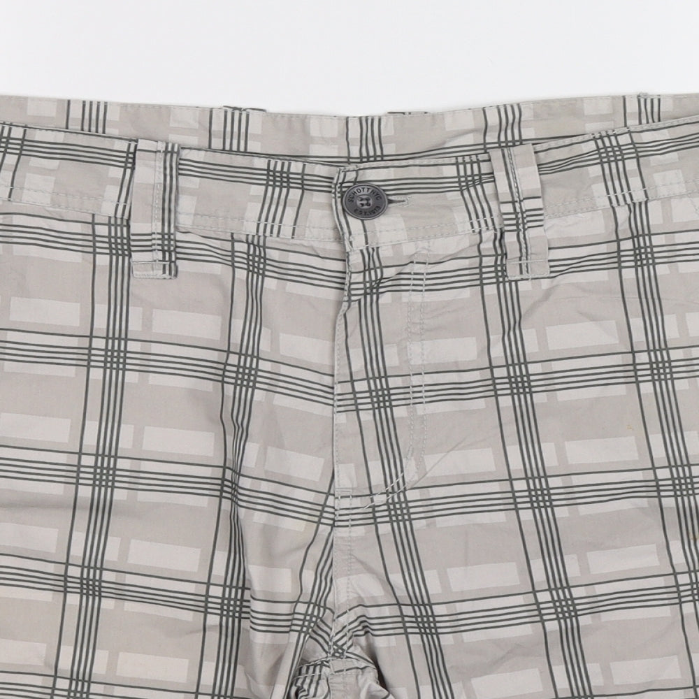 Schott NYC Mens Grey Check  Cargo Shorts Size 34