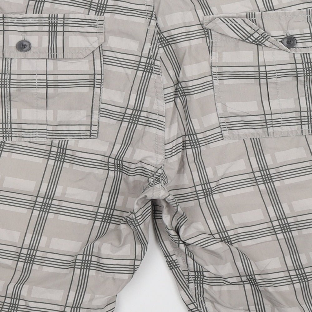 Schott NYC Mens Grey Check  Cargo Shorts Size 34