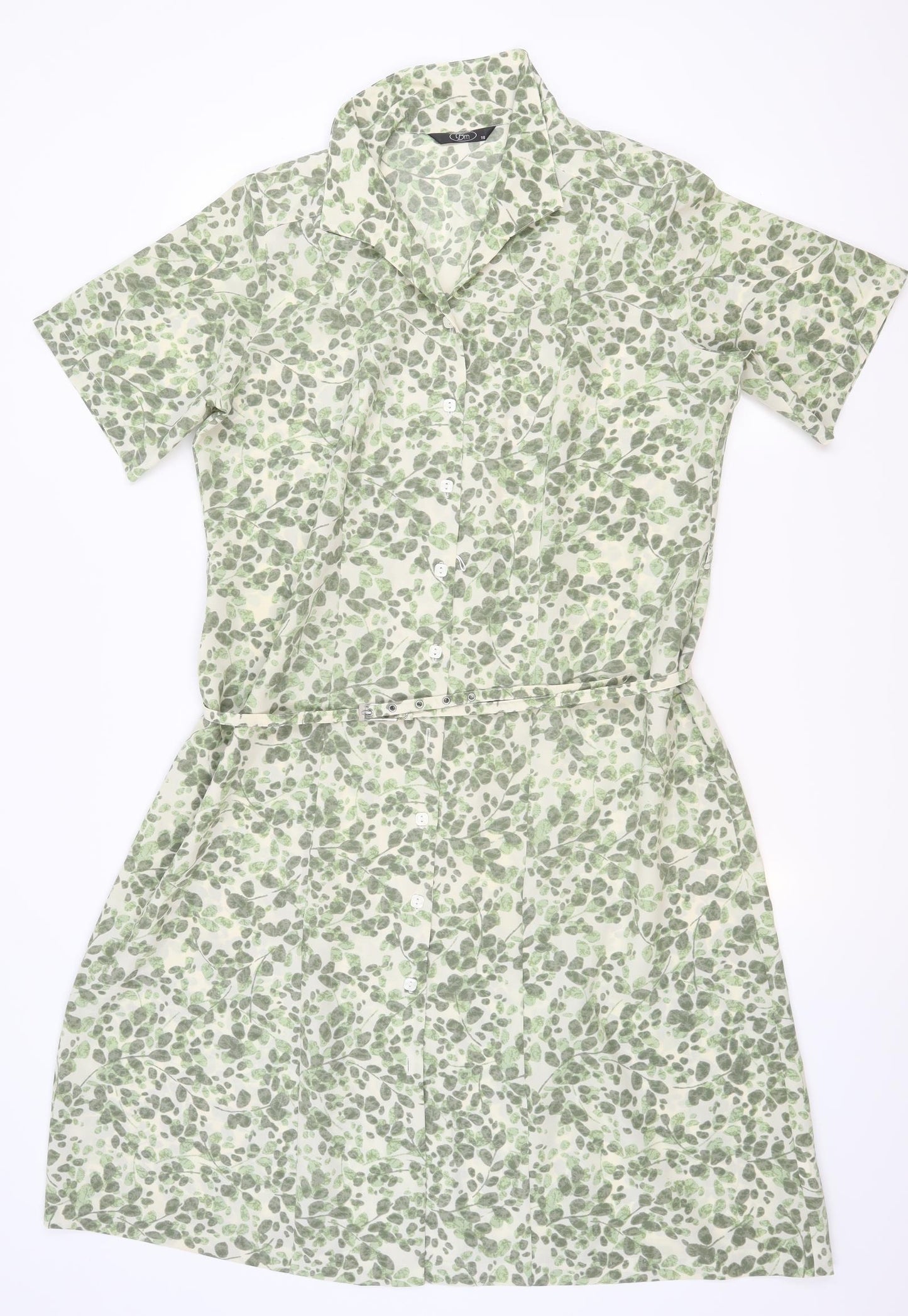 BM Womens Green Floral  Shirt Dress  Size 18  - Leaf Print