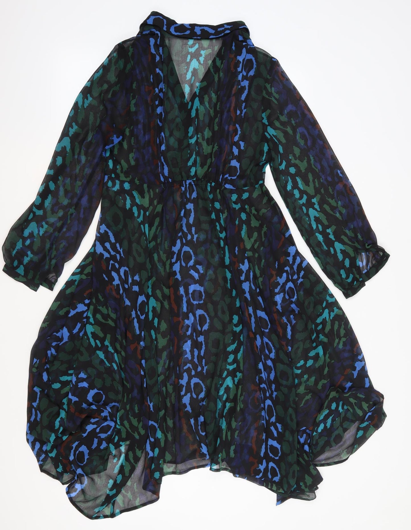 Mint Velvet Womens Green Geometric  Fit & Flare  Size 12  - Sheer