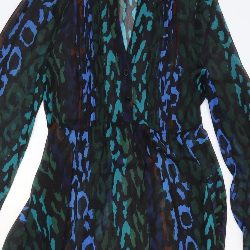Mint Velvet Womens Green Geometric  Fit & Flare  Size 12  - Sheer
