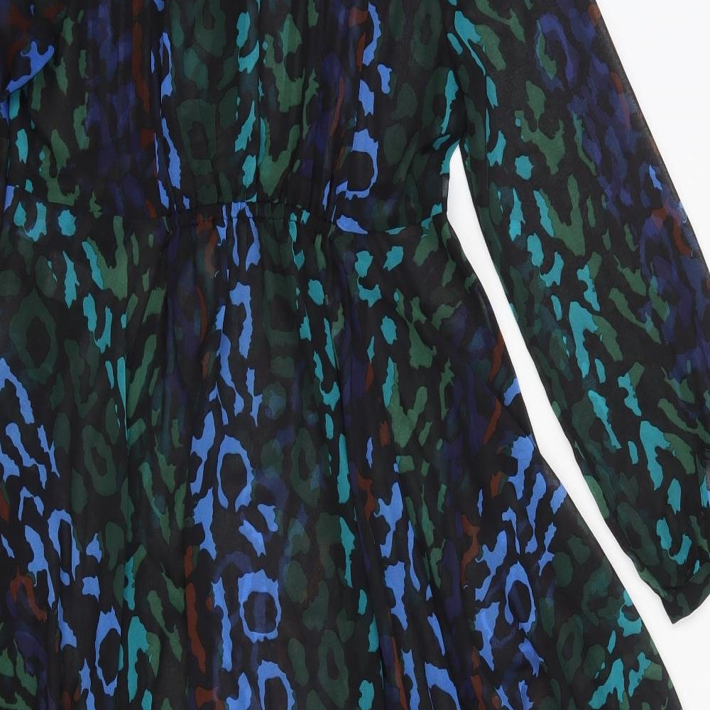 Mint Velvet Womens Green Geometric  Fit & Flare  Size 12  - Sheer
