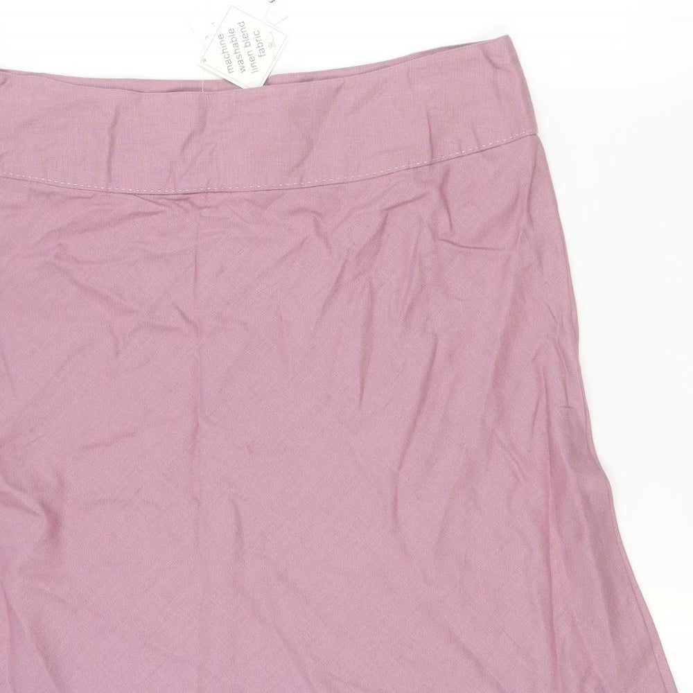 BHS Womens Pink   A-Line Skirt Size 16  - Embroidered flowers at the base
