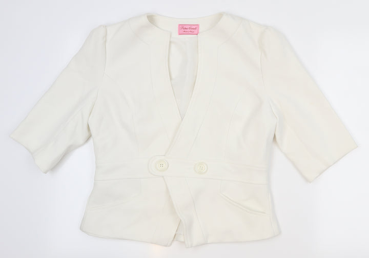 petra geneli Womens White Quilted Coat Size 16