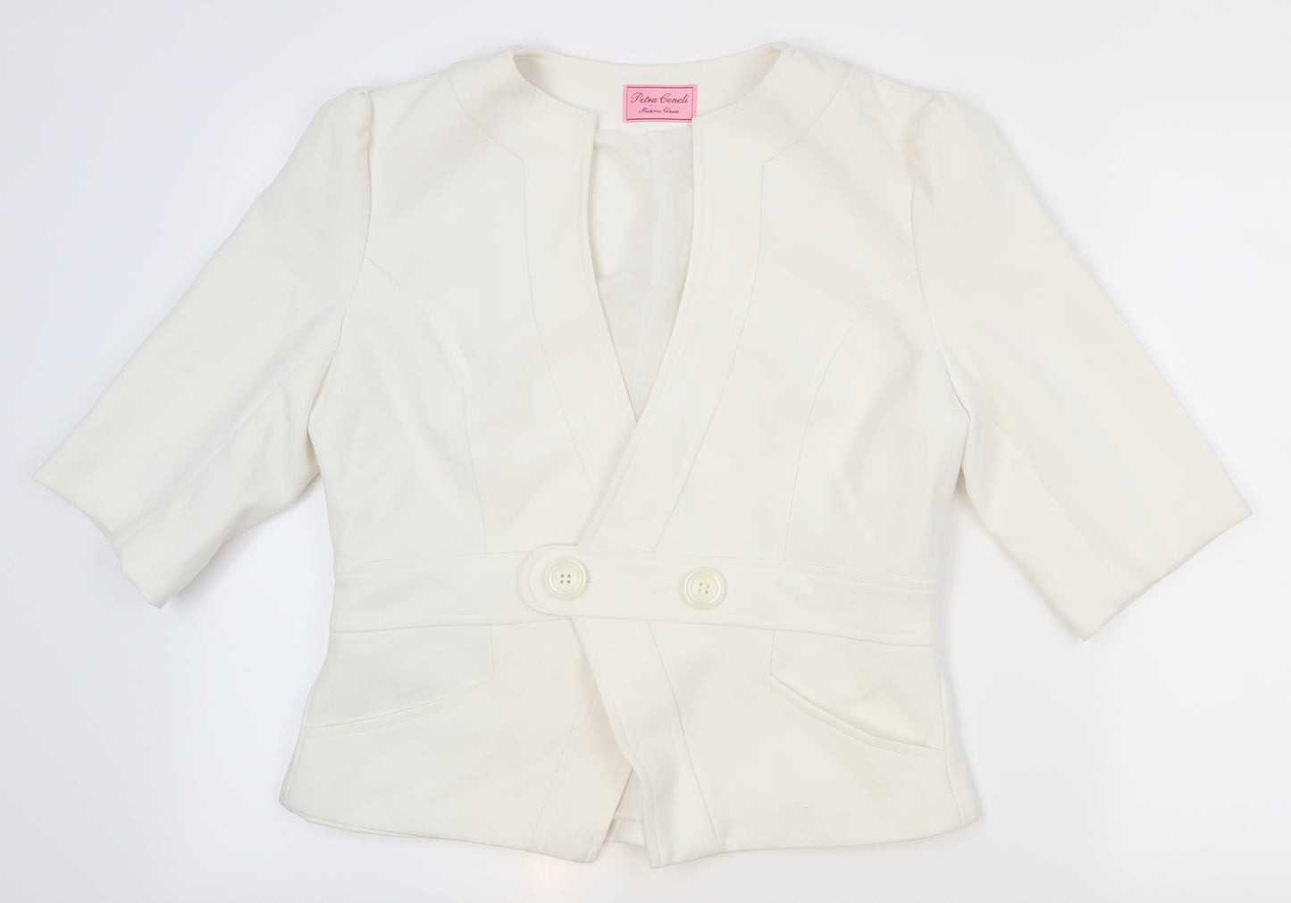 petra geneli Womens White   Quilted Coat Size 16