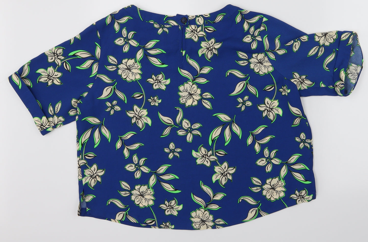 George Womens Blue Floral  Basic Blouse Size 12