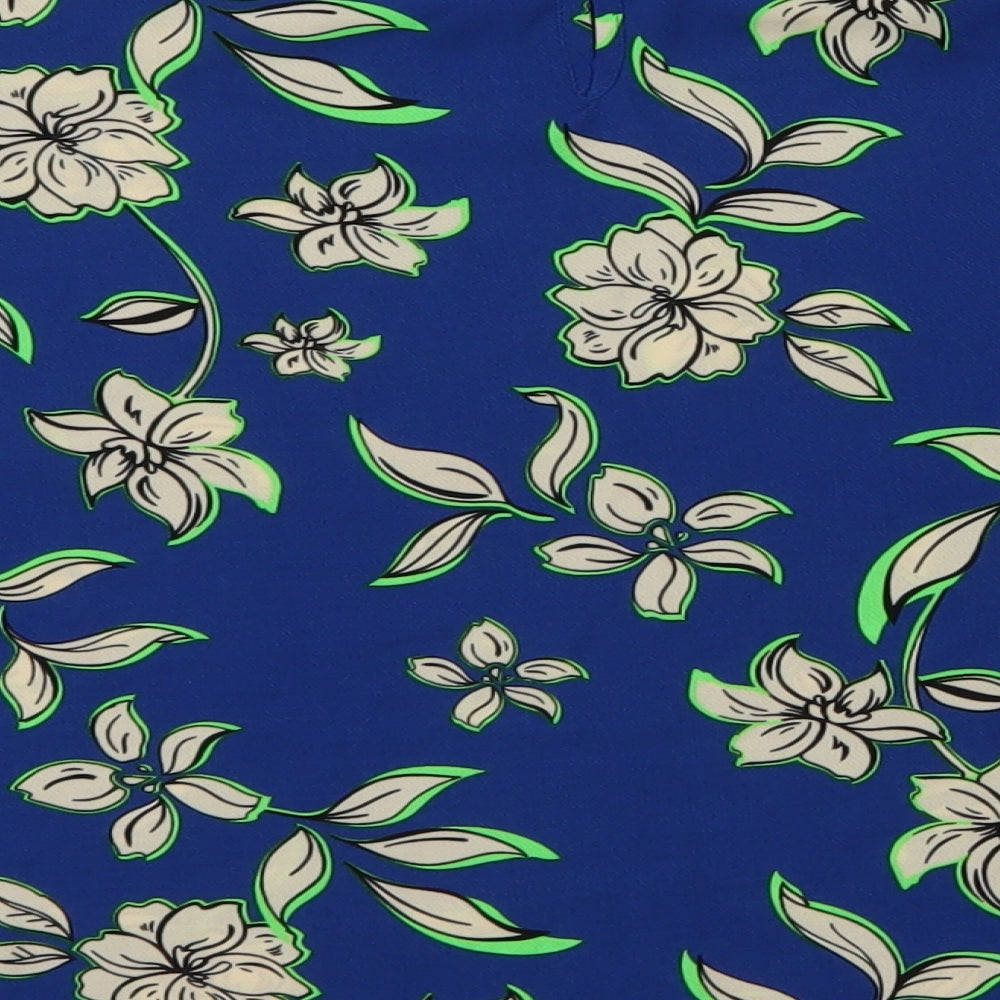 George Womens Blue Floral  Basic Blouse Size 12
