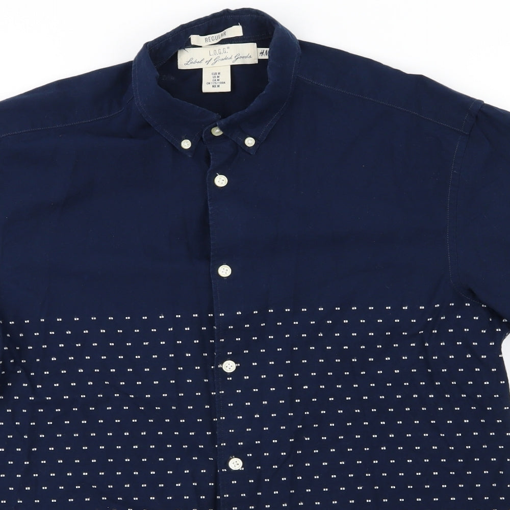 Logg Mens Blue    Button-Up Size M