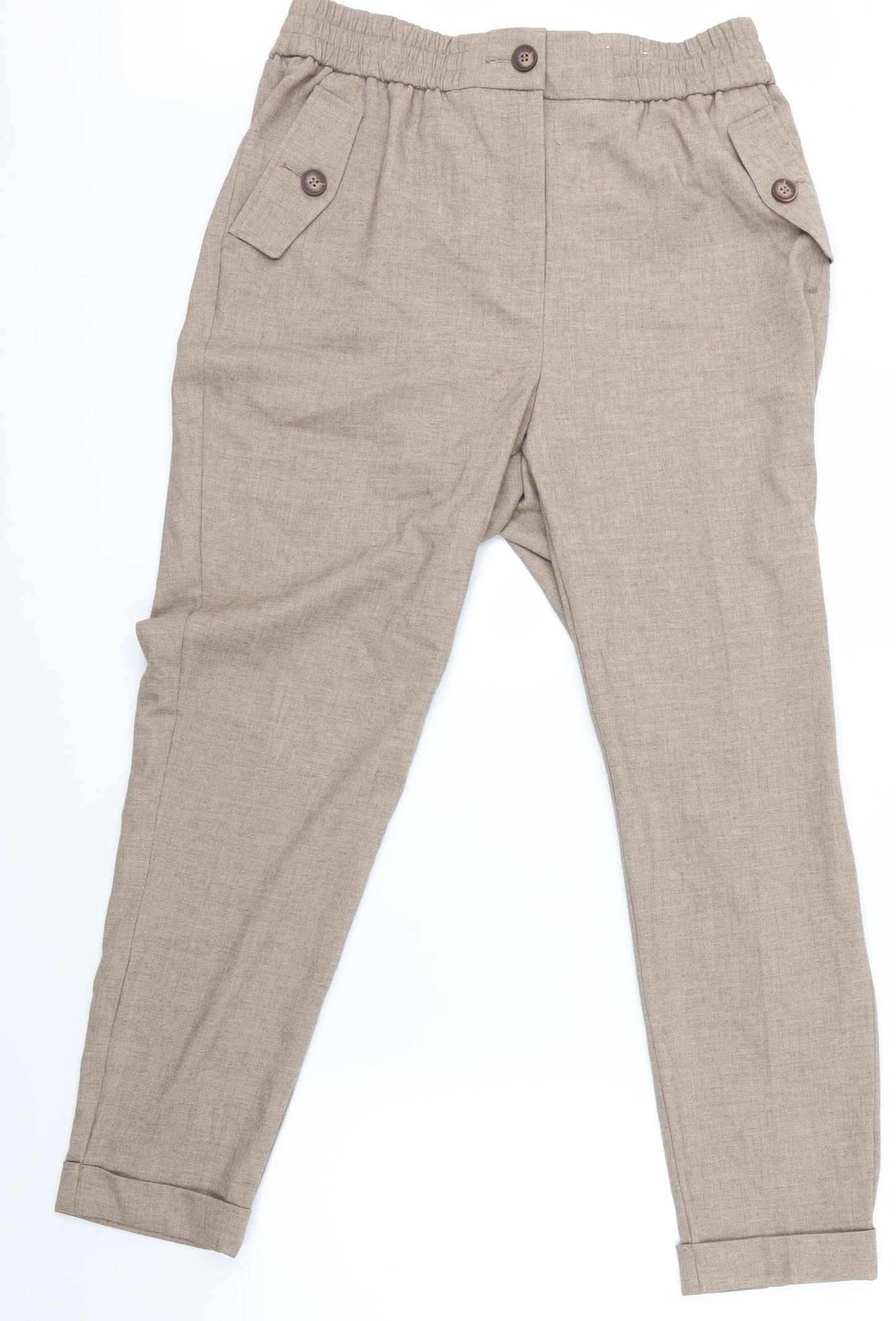 F&F Womens Beige   Dress Pants Trousers Size 14 L38 in