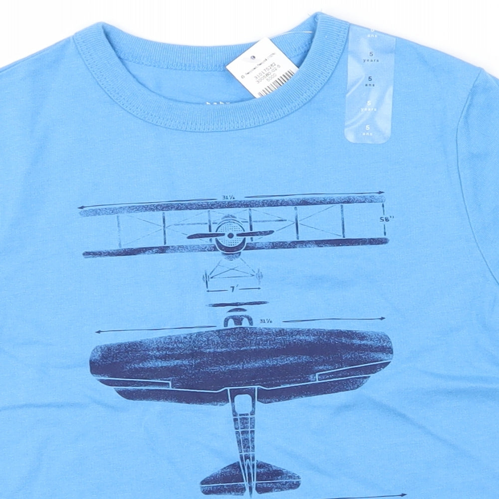 Gap Boys Blue   Basic T-Shirt Size 5 Years  - planes on front