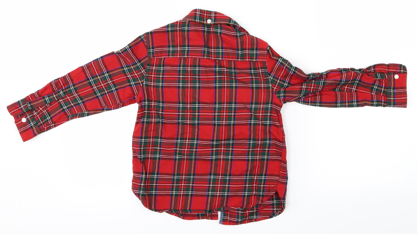 NEXT Boys Red Check  Basic Button-Up Size 5 Years