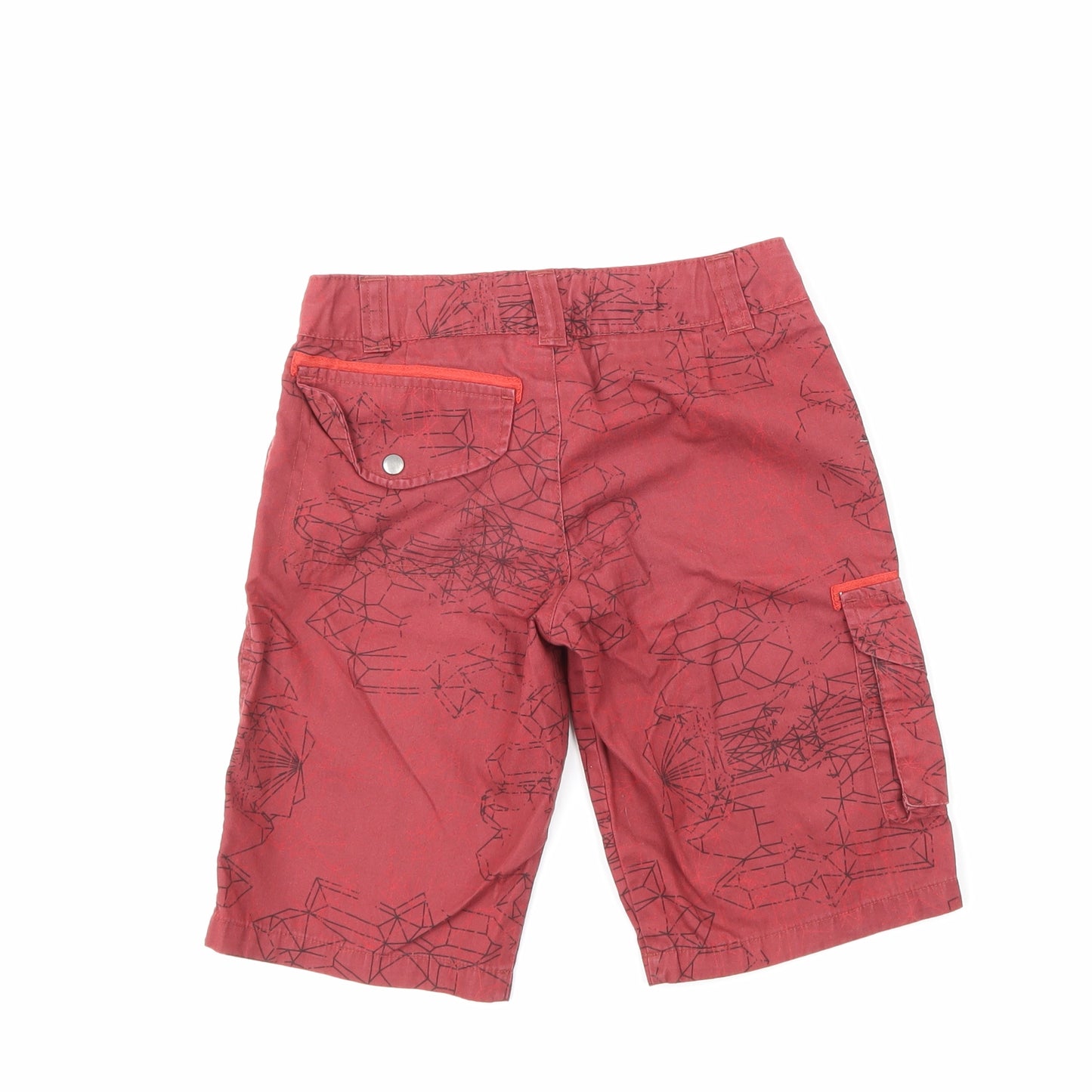 DECATHLON Boys Red Geometric  Bermuda Shorts Size 8 Years