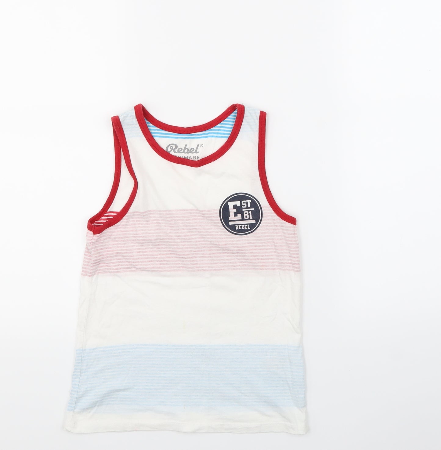 Primark Boys Multicoloured Striped  Basic T-Shirt Size 8-9 Years
