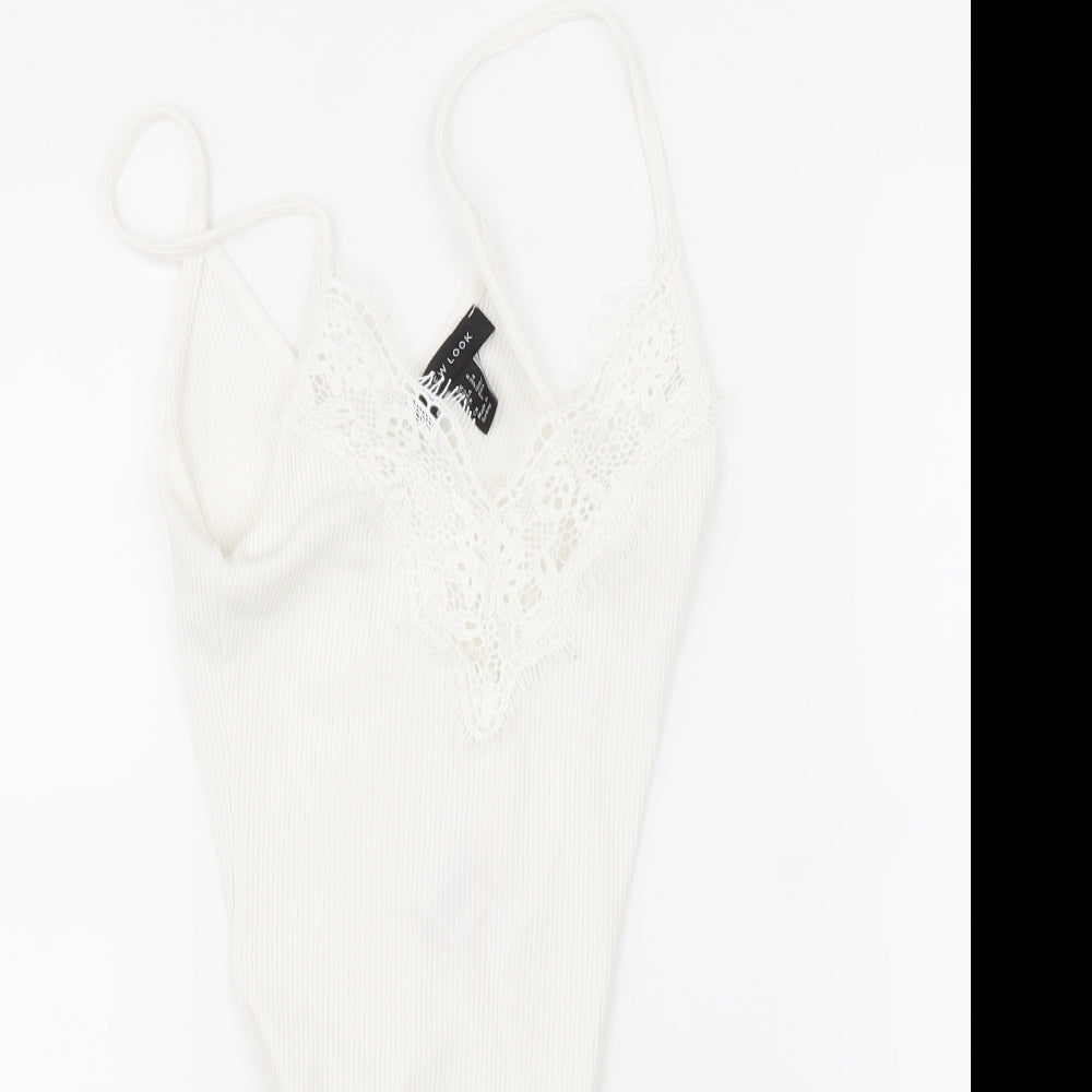 New Look Womens White   Babydoll Bodysuit Size 6