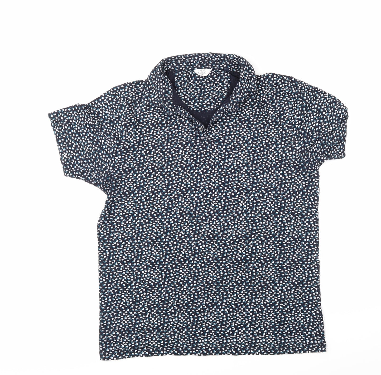 NEXT Mens Blue Floral   Polo Size M