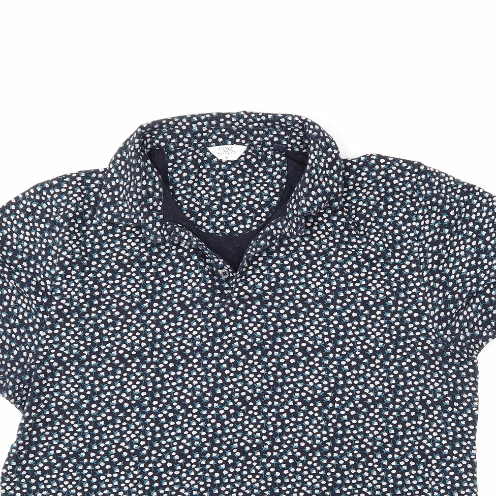 NEXT Mens Blue Floral   Polo Size M