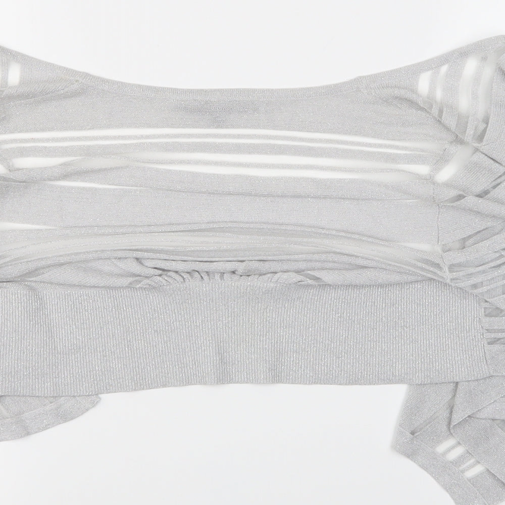 Coast Womens Grey Striped  Cardigan Jumper Size 16